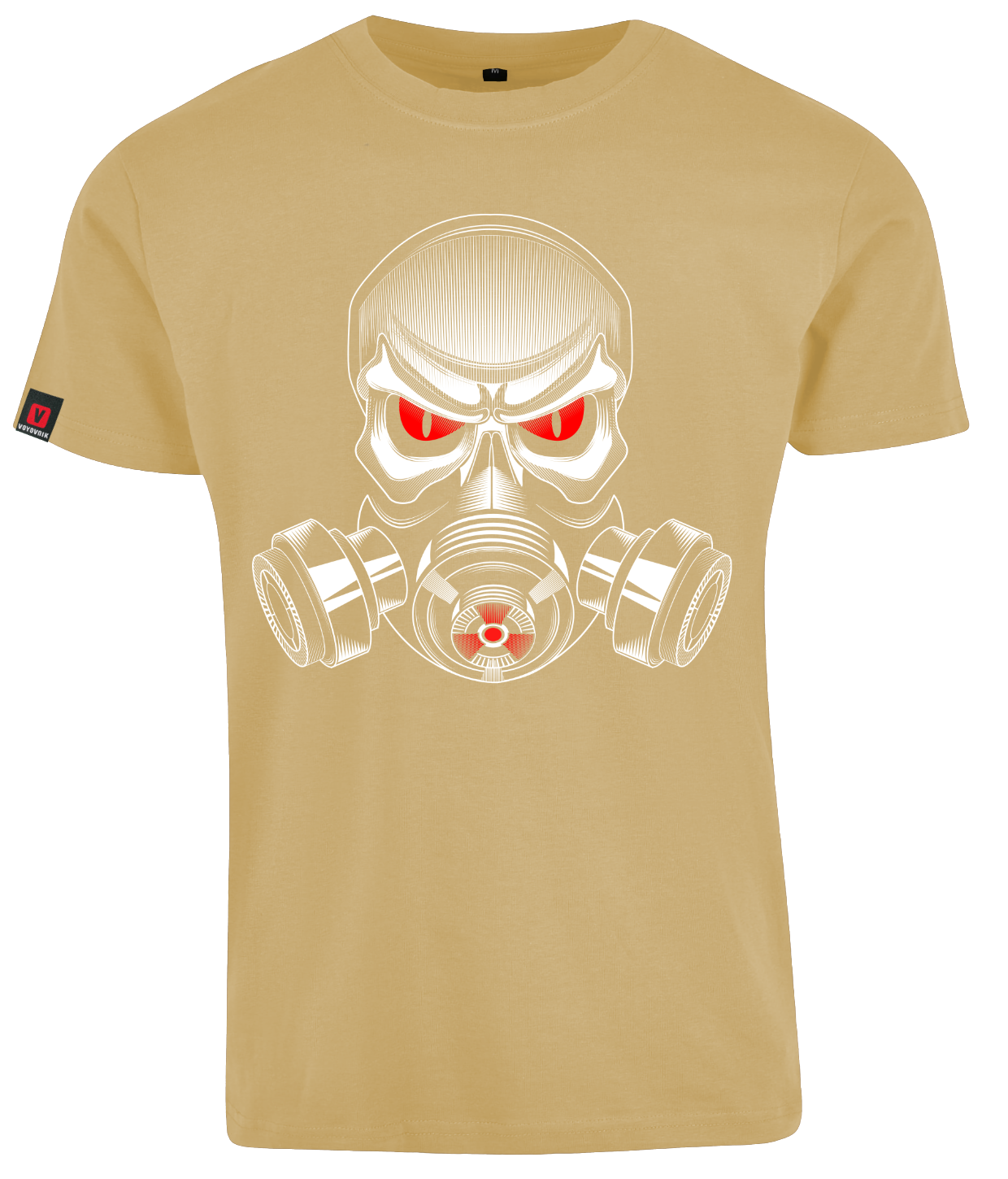 Koszulka męska VOYOVNIK Skull Gas Mask jasny beż