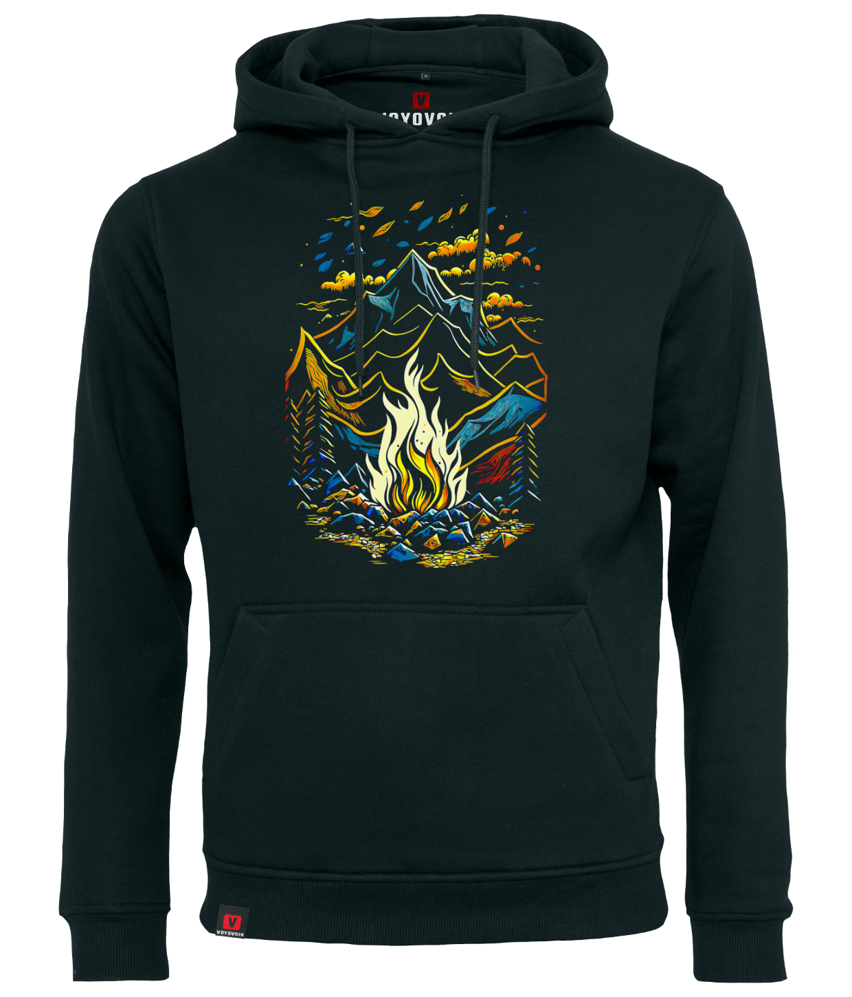 Bluza męska z kapturem VOYOVNIK Magic Campfire czarna