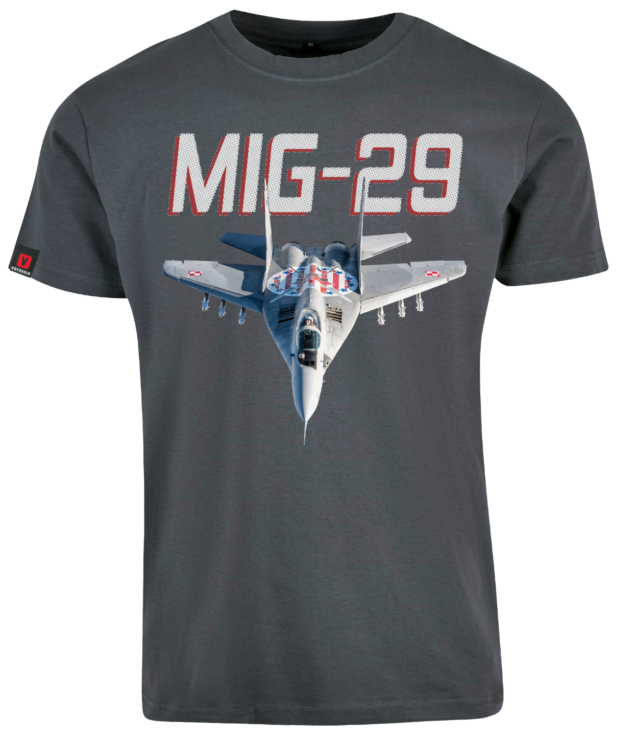 Koszulka męska VOYOVNIK MiG-29 Siły Powietrzne RP szara