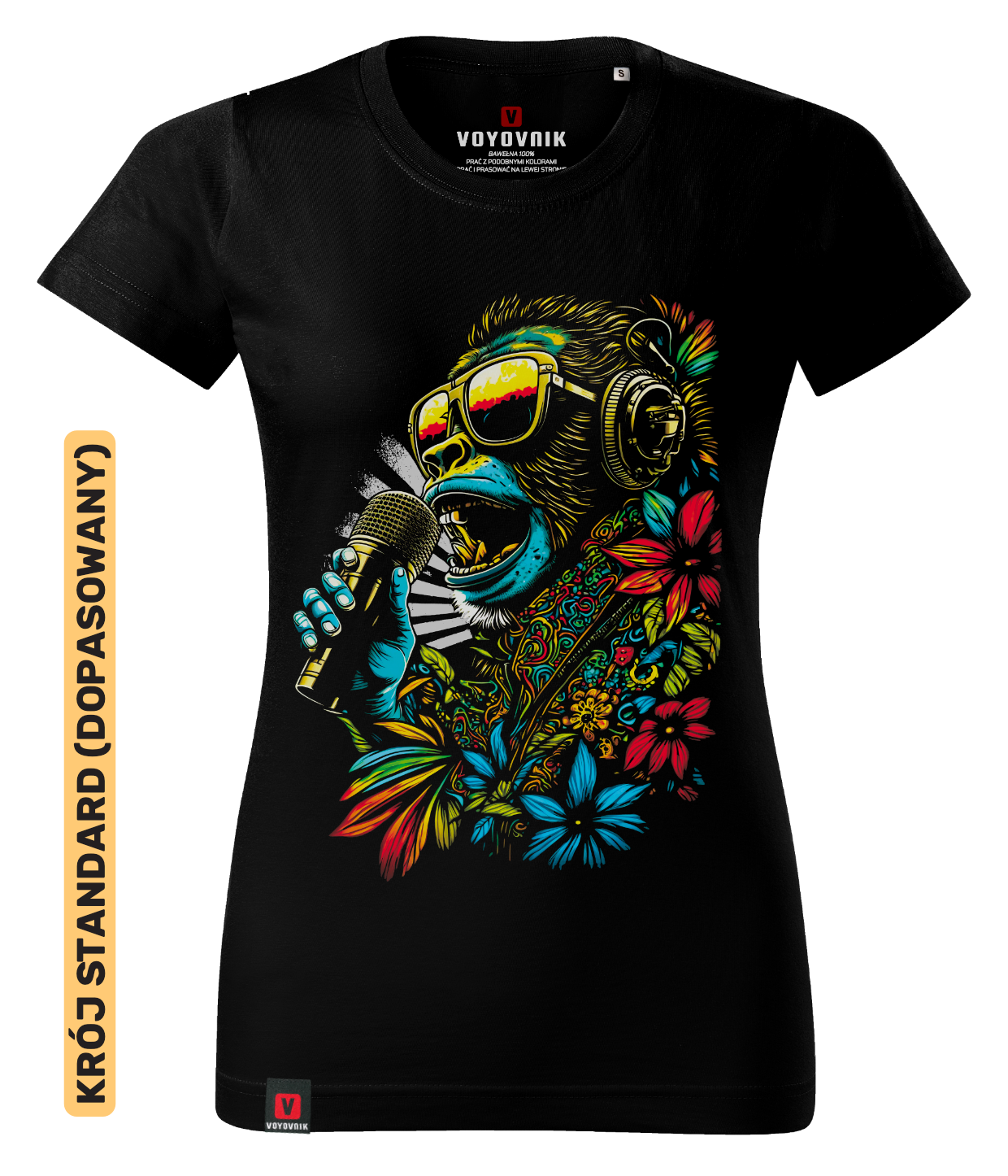 Koszulka damska standard VOYOVNIK Melodic Monkey czarna