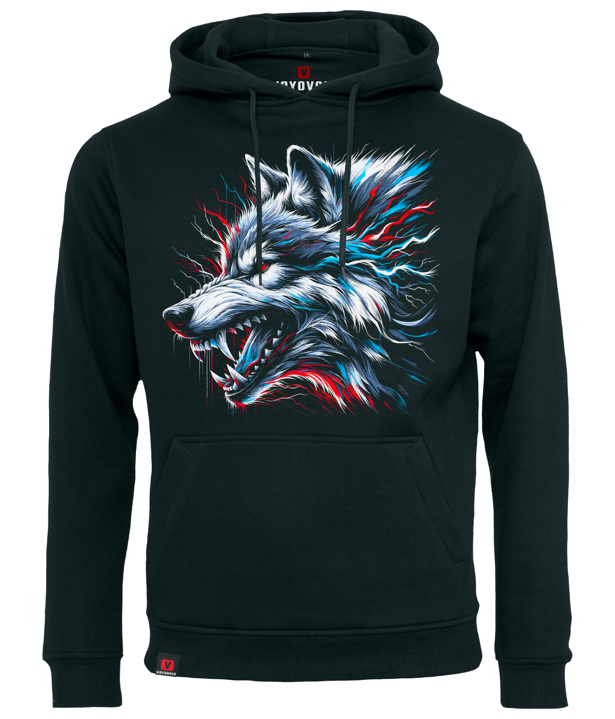 Bluza męska z kapturem VOYOVNIK Lone Wolf czarna