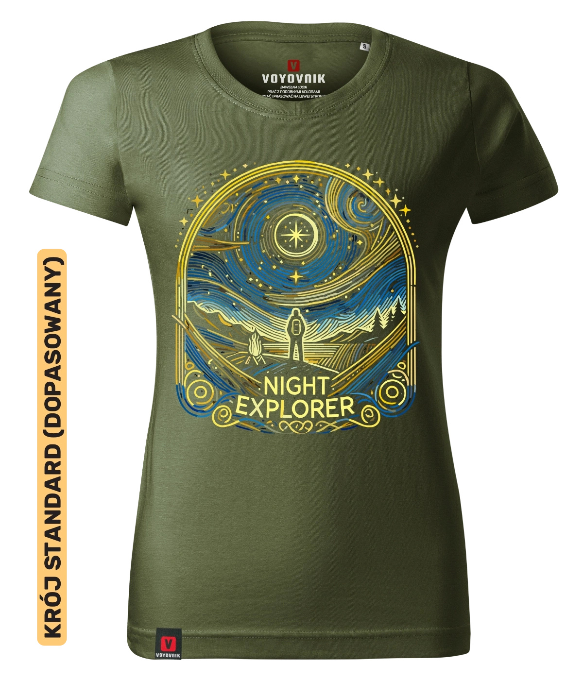 Koszulka damska standard VOYOVNIK Night Explorer khaki