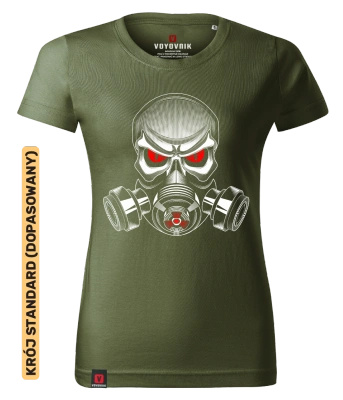 Koszulka damska standard VOYOVNIK "Skull Gas Mask" - khaki