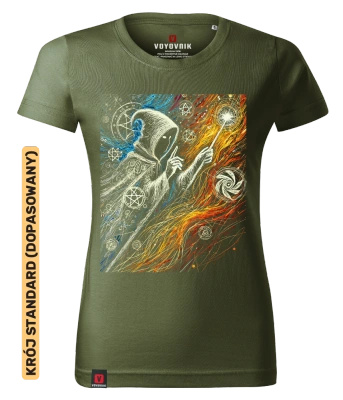 Koszulka damska standard VOYOVNIK "Whispering Wizard" - khaki