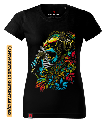 Koszulka damska standard VOYOVNIK "Melodic Monkey" - czarna