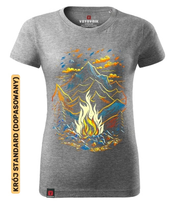 Koszulka damska standard VOYOVNIK "Magic Campfire" - szary melanż