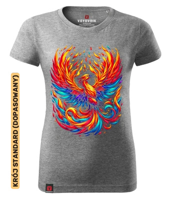 Koszulka damska standard VOYOVNIK "Rising Phoenix" - szary melanż