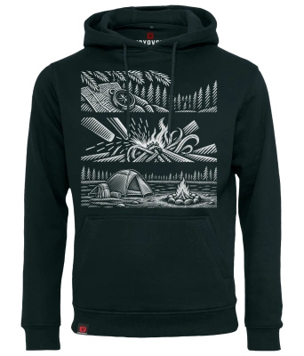 Bluza męska z kapturem VOYOVNIK "Campcraft Stories (mono)" - czarna