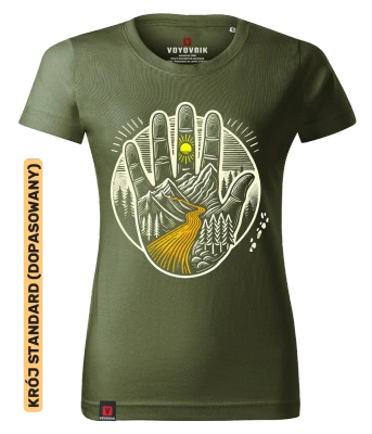 Koszulka damska standard VOYOVNIK "Hand of Trails" - khaki