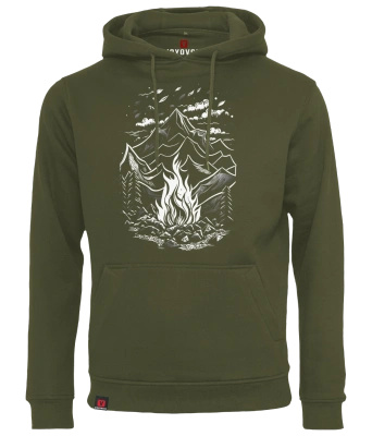 Bluza męska z kapturem VOYOVNIK "Magic Campfire White" - olive