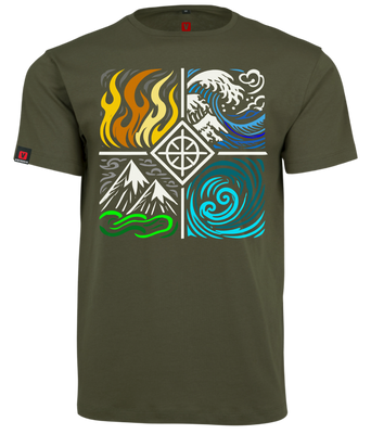 Koszulka męska VOYOVNIK "Four Elements" - olive, rozmiar L [OUTLET]