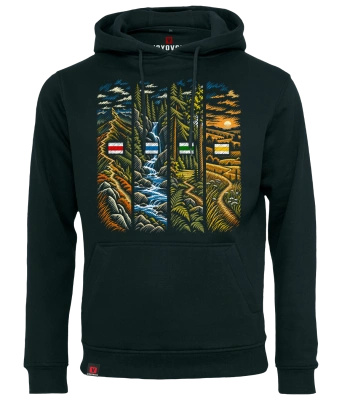 Bluza męska z kapturem VOYOVNIK "Trail Chapters" - czarna