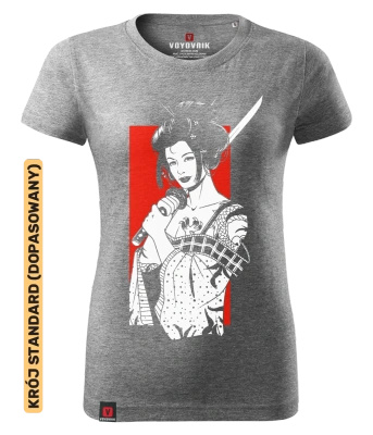 Koszulka damska standard VOYOVNIK "Geisha Sword Master" - szary melanż
