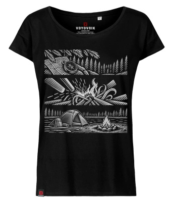 Koszulka damska oversize VOYOVNIK "Campcraft Stories (mono)" - czarna