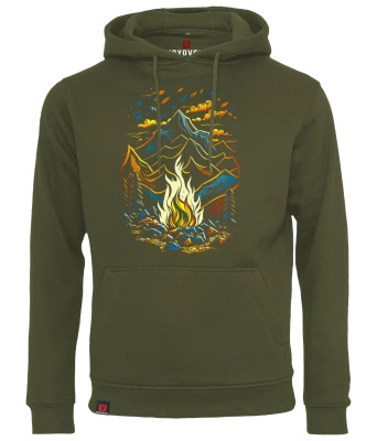 Bluza męska z kapturem VOYOVNIK "Magic Campfire" - olive