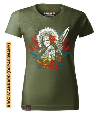 Koszulka damska standard VOYOVNIK "Wildflower Cheyenne" - khaki