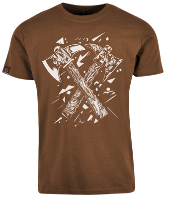 Koszulka męska VOYOVNIK "Crossed Axes White" - jasny brąz, rozmiar XL [OUTLET]