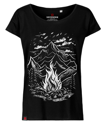 Koszulka damska oversize VOYOVNIK "Magic Campfire White" - czarna [OUTLET]