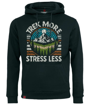 Bluza męska z kapturem VOYOVNIK "Trek More, Stress Less (V2)" - czarna