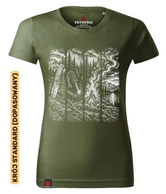 Koszulka damska standard VOYOVNIK "Camp Ritual (mono)" - khaki