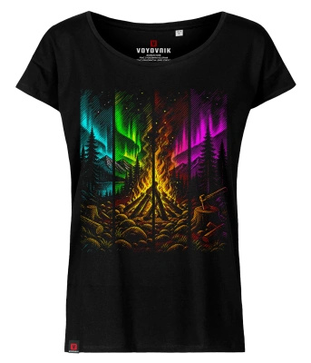 Koszulka damska oversize VOYOVNIK "Fireside Escape" - czarna