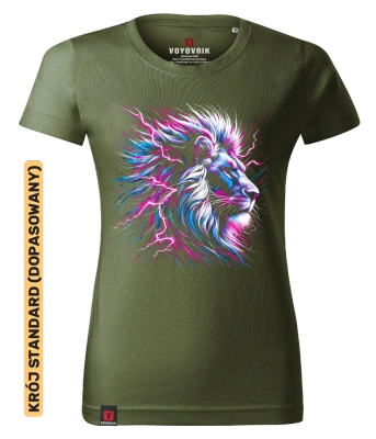 Koszulka damska standard VOYOVNIK "Neon Lion" - khaki