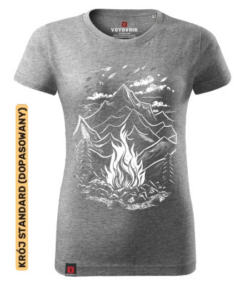 Koszulka damska standard VOYOVNIK "Magic Campfire White" - szary melanż