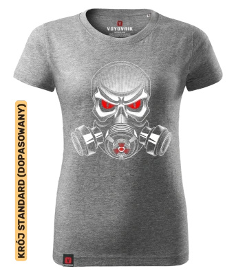 Koszulka damska standard VOYOVNIK "Skull Gas Mask" - szary melanż