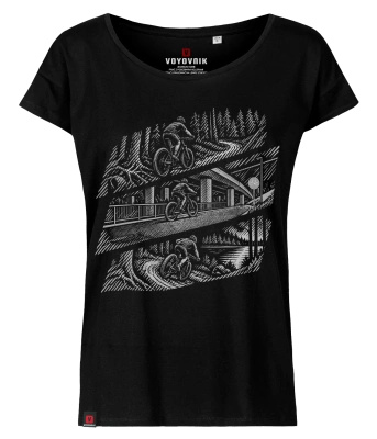 Koszulka damska oversize VOYOVNIK "MTB Flow (mono)" - czarna