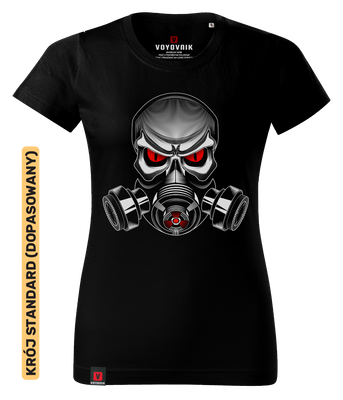 Koszulka damska standard VOYOVNIK "Skull Gas Mask" - czarna