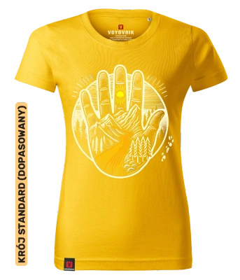 Koszulka damska standard VOYOVNIK "Hand of Trails" - żółta