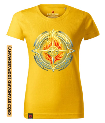 Koszulka damska standard VOYOVNIK "Fire Compass" - żółta