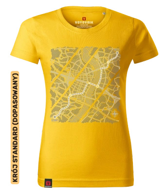 Koszulka damska standard VOYOVNIK "Urban Wayfinder (mono)" - żółta