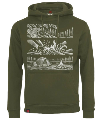 Bluza męska z kapturem VOYOVNIK "Campcraft Stories (mono)" - olive