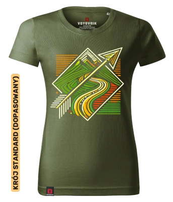 Koszulka damska standard VOYOVNIK "Trail Arrow" - khaki