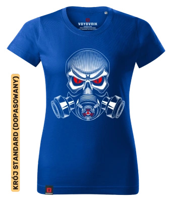 Koszulka damska standard VOYOVNIK "Skull Gas Mask" - niebieska