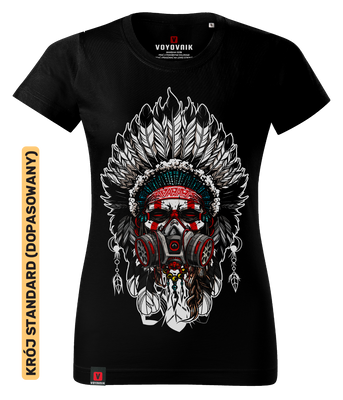 Koszulka damska standard VOYOVNIK "Indian Chief" - czarna