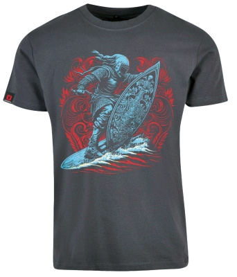 Koszulka męska VOYOVNIK "Surfing Knight" - szara, rozmiar L [OUTLET]