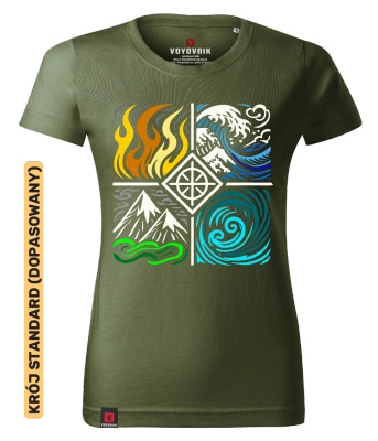 Koszulka damska standard VOYOVNIK "Four Elements" - khaki