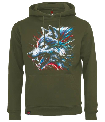 Męska bluza z wilkiem VOYOVNIK "Lone Wolf" - olive