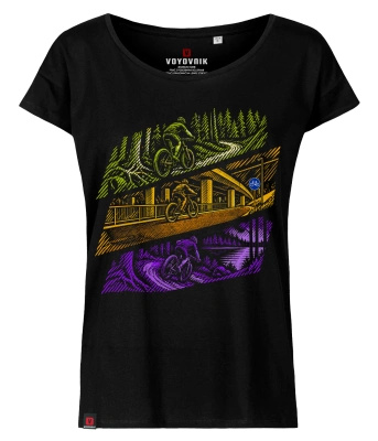 Koszulka damska oversize VOYOVNIK "MTB Flow" - czarna
