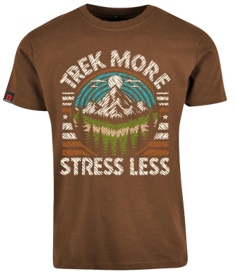Koszulka męska VOYOVNIK "Trek More, Stress Less (V2)" - jasny brąz