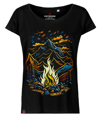 Koszulka damska oversize VOYOVNIK "Magic Campfire" - czarna, rozmiar M [OUTLET]