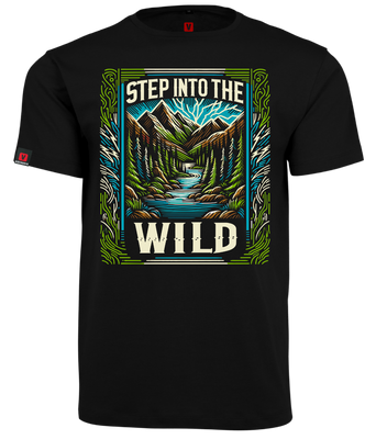 Koszulka męska VOYOVNIK "Step Into The Wild" - czarna, rozmiar XL [OUTLET]