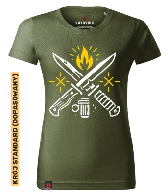 Koszulka damska standard VOYOVNIK "Survival Mode" - khaki