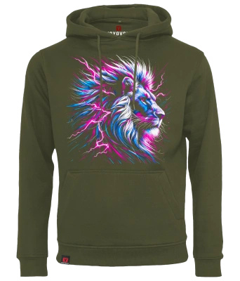 Bluza męska z kapturem VOYOVNIK "Neon Lion" - olive