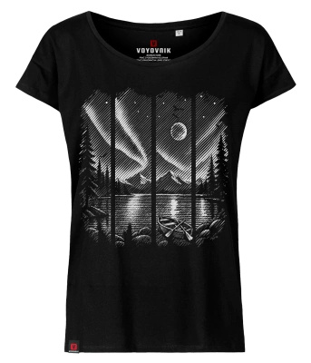 Koszulka damska oversize VOYOVNIK "Northern Stillness (mono)" - czarna