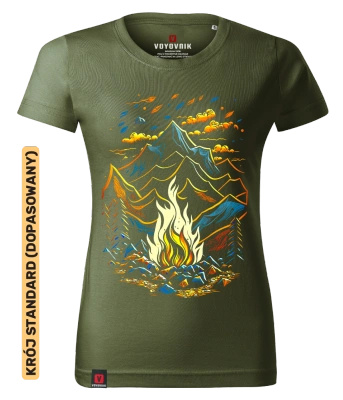 Koszulka damska standard VOYOVNIK "Magic Campfire" - khaki