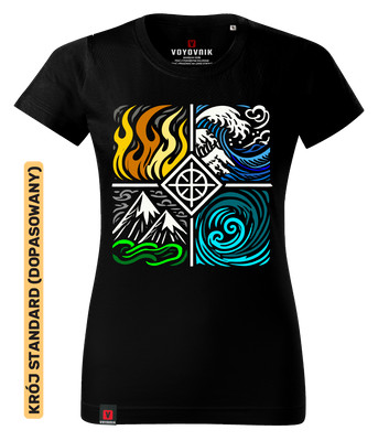 Koszulka damska standard VOYOVNIK "Four Elements" - czarna, rozmiar M [OUTLET]
