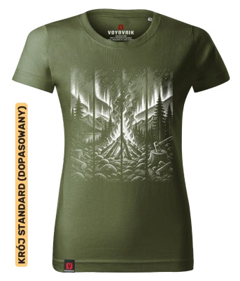 Koszulka damska standard VOYOVNIK "Fireside Escape (mono)" - khaki
